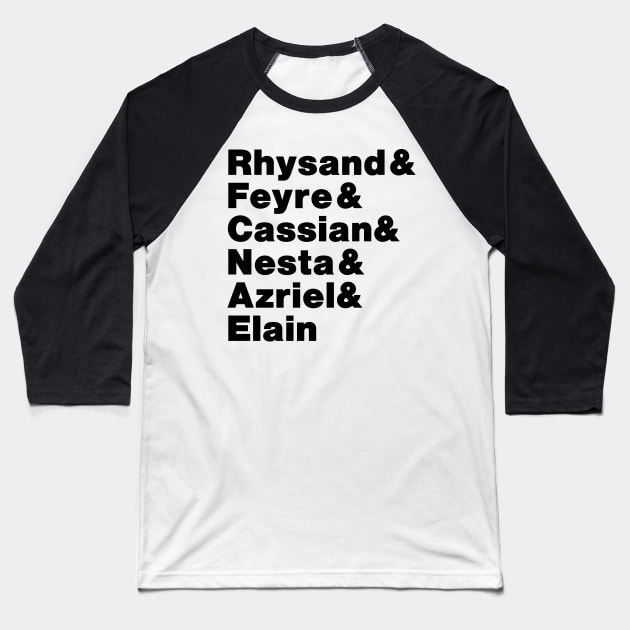 ACOTAR Brothers and Sisters Line Up Baseball T-Shirt by baranskini